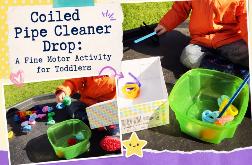 Coiled pipe cleaners being posted into a box and fished from water with tongs.